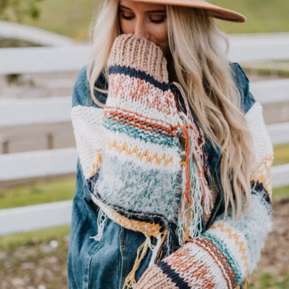 POL Denim Jacket with Knitted sleeves - Picture 2 of 4